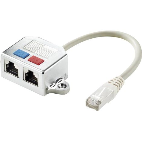 RJ45 réseau informatique Adaptateur en T CAT 5e [2x RJ45 femelle - 1x RJ45 mâle] 15.00 cm métal A807472 (1/3)