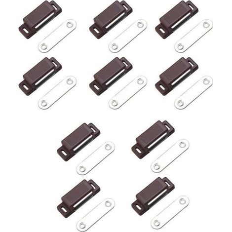 Loqueteau magnétique puissant – force de maintien 4kg – lot de 10 - brun – aimant porte – loqueteau aimant – aimant placard – aimant porte de placard (1/4)