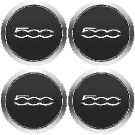 Lot de 4 enjoliveurs de 133 mm pour jantes Fiat 500, cache-moyeux centraux, références 68078419AC et 68078421AC, couleur argent, référence 51884863 (1/5)