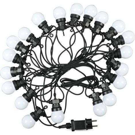 Guirnalda de luces V-TAC de 10 m con 20 mini bombillas LED de globo de 10 W, color blanco frío con Schuko, IP44