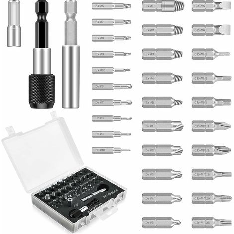Green Mobility-33PCS Endommagé Vis Extracteurs, Kit d'Extracteur de vis à Mèches de Polissage Séparées et Mèches d'extraction pour Boulons ou vis Endommagés, d'un Diamètre 2-12mm, Dureté 64-65 HRC (1/5)