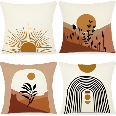 Lot de 4 Housse Coussin 50x50 Florale Peinture à l'aquarelle Housses de Coussin Décoratives en Coton Lin Taie Oreiller de Canapé Housse De Coussin carré pour Lit Voiture De La Maison Canapé (1/5)