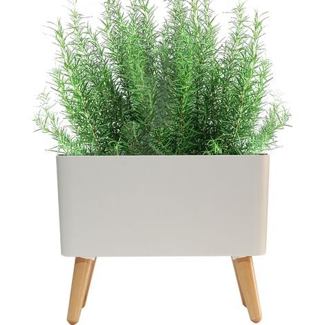 Maceta de diseño inteligente – Alarma de bajo nivel de agua – Ventilación y asa 2 en 1 – Patas de madera maciza – Funciona con pilas – Para plantas de interior