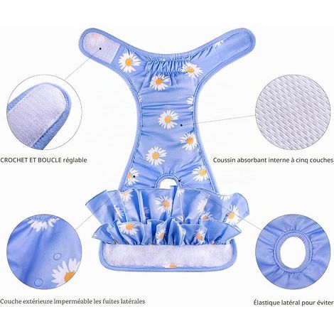Washable Dog Diapers, Hygienic Underwear for Heated Dogs, Reusable Dog Diapers, Absorbent Pants (L: 48-65 cm) (1/4)