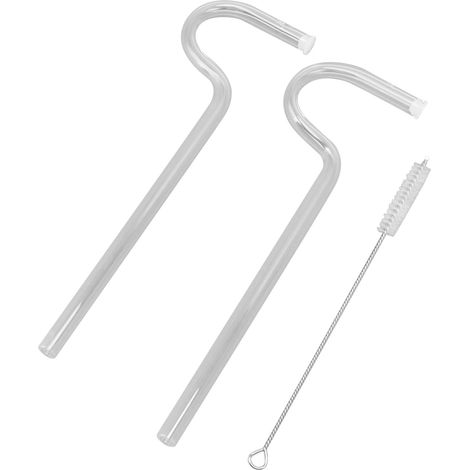 Glasstrohhalme im Flötenstil, speziell geformte, durchsichtige Saftstrohhalme aus Borosilikatglas, inklusive Reinigungsbürste (1/5)
