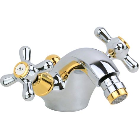 Rubinetto monoforo per bidet doppia leva in colore cromo oro Gattoni Calypso 5931/RECD  Cromo/Oro