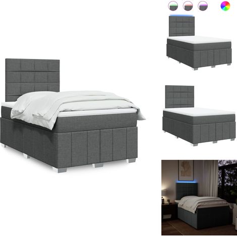 Sommier à lattes de lit avec matelas gris foncé 120x190cm tissu - Sommier À Lattes De Lit - Sommiers À Lattes De Lit - Lit - Meuble De Chambre À Coucher (1/5)