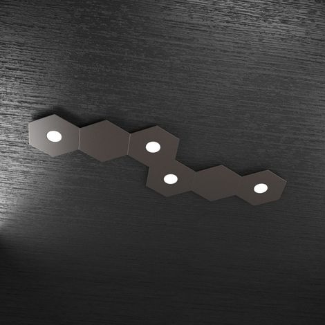 Plafoniera Moderna 6 Moduli Hexagon Metallo Marrone 4 Luci Led 12X4W (1/5)