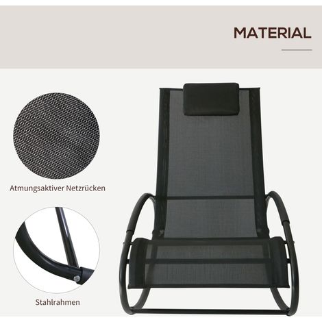 Fauteuil à bascule en acier, chaise berçante avec coussinet, résistant aux intempéries, pour jardin jusqu'à 120 kg, relaxant, pour salon, jardin, pelouse, balcon, gris (1/5)
