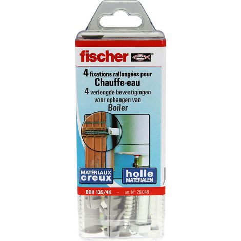 Fischer – Kit de fixation pour chauffe-eau dans matériaux alvéolaires – Longueur 70 mm – Diamètre 14 mm – Vendu par 4 (1/3)