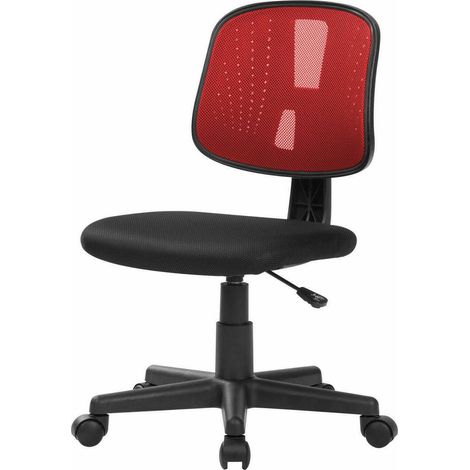 Dmora - Chaise de bureau Dlazeti, Chaise de bureau de travail, Siège de bureau ergonomique, 49x43h81/93 cm, Noir et Rouge