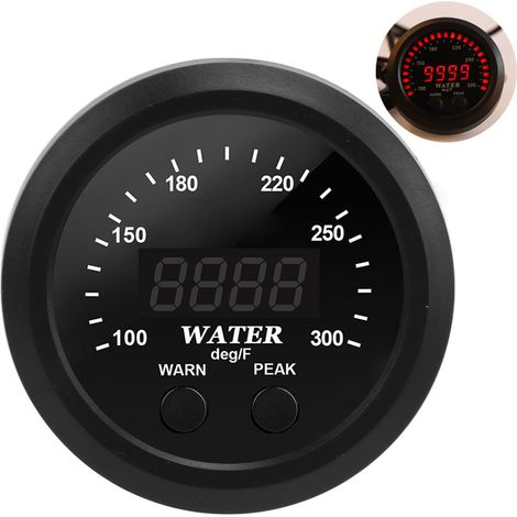 Manomètre de température de liquide de refroidissement de 6,35 cm (2,5 po) avec affichage numérique à DEL rouge, capteur, 100 à 300 °F, universel pour voitures et camions. (1/5)