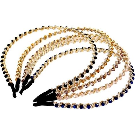 5-teiliges Set Strass-Haarbänder, Diamant-Haarbänder, rutschfeste Kristall-Haarbänder mit Gummibändern (1/5)