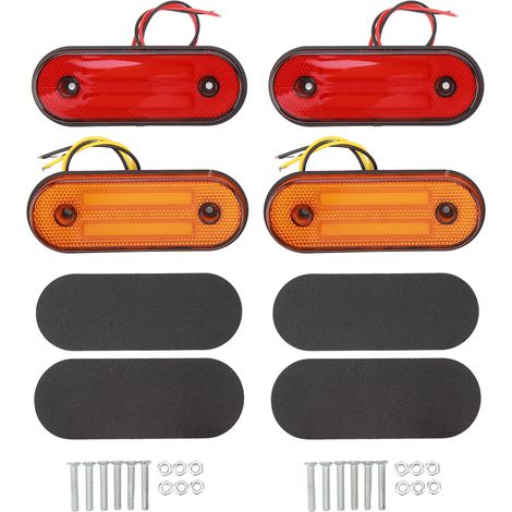 4x feux latéraux camion 12LED indicateur 12V-24V 1200LM rouge ambre pour fourgon remorque (1/5)