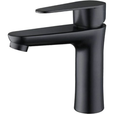 Robinet Salle de Bain Noir Mat - élégant Mitigeur Lavabo pour Eau Froide/Chaude, Lave Main (1/5)