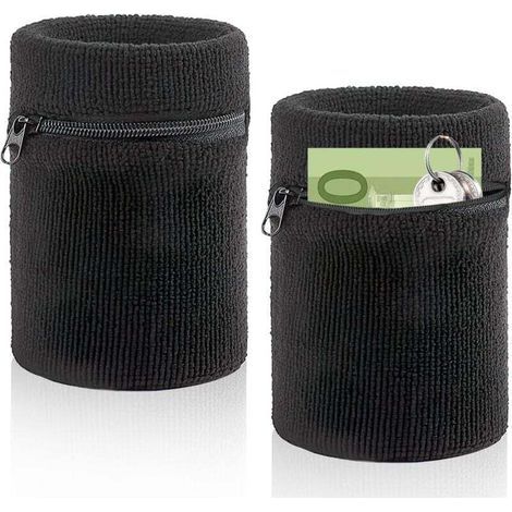 BUNTHAUS Set bestehend aus 2 schweißabweisenden Stirnbändern, Sport-Schweißband, Handgelenktasche mit praktischer Reißverschlusstasche, Baumwoll-Stirnband für Fußball, Basketball und Tennis.