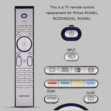 Télécommande universelle pour téléviseurs Philips RC4401, RC4404, RC4420, RC4703, RC4725, RC4729 (1/5)