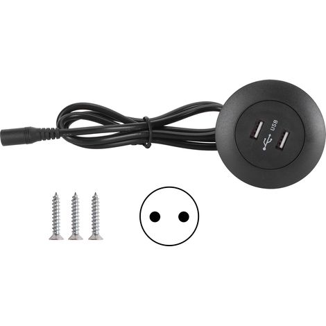 Prise double USB 2.0 pour canapé relax électrique, chargeur universel 100‑240V avec prise EU, noir