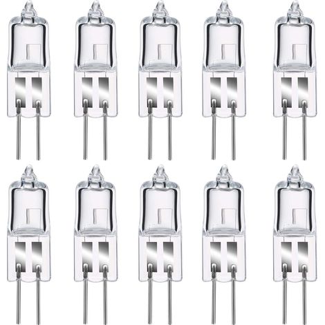Ampoule halogène G4 20W 12V dimmable Lumière blanche chaude 2800K Lot de 10 ampoules capsules Efficacité énergétique classe C