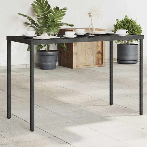 Teenpull – Gartentisch mit Glasplatte Schwarz 115x54x74 cm Poly Rattan (1/5)