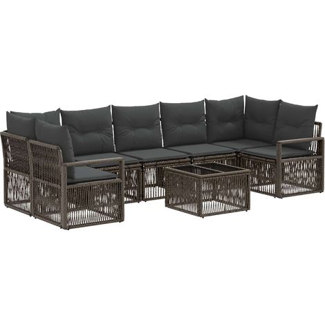 Conjunto de sofás de jardín 8 uds. Gris ratán sintético vidaXL (1/5)