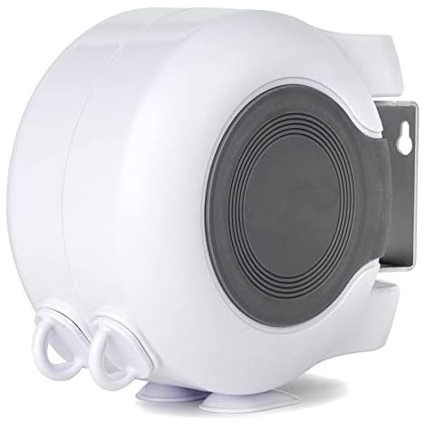 Étendoir à linge à linge extensible pour linge double rétractable 26 m portable extérieur et intérieur réglable Blanc (1/2)