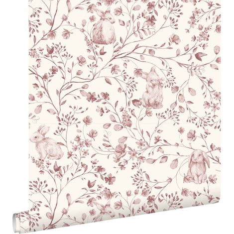 papier peint lapins rouge foncé - ESTAhome (1/5)