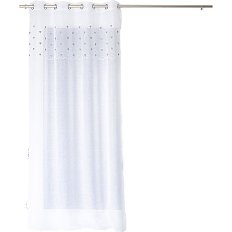 Voilage oeillets 140x240 DELICATESSEN voile sablé blanc gris (1/2)