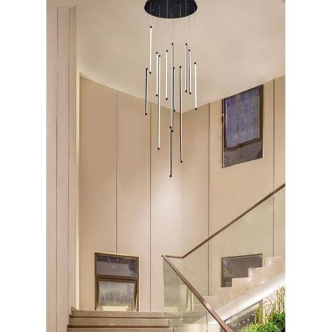 TRADE SHOP - Lampadario Sospeso 105 W Moderno Pendenti Led Nero Luce 4000k 6500k 3000k Lp-45n - -Bianco Caldo      -