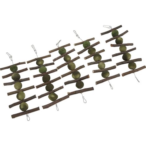 Lot de 5 boules de bois naturel et d'herbe pour ronger les dents des lapins et hamsters (1/5)