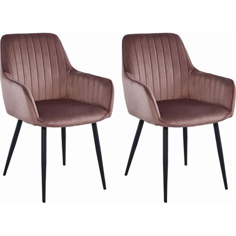 OSILO chaise rembourrée en velours rose avec pieds en métal pour salon, salle à manger, chambre à coucher, 2 pièces, dimensions 55x84x46 cm, charge jusqu'à 110 kg (1/4)