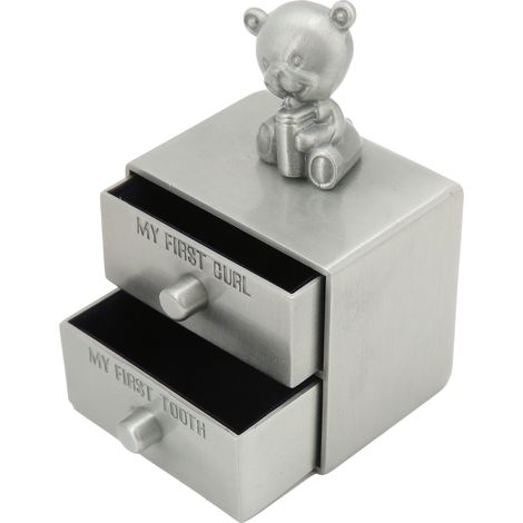 Boîte à Dents Métal Enfant en Forme d'Ours avec 2 Tiroirs - Cadeau de Naissance ou Collection Bijoux (Boîte Vintage Étain) (1/5)