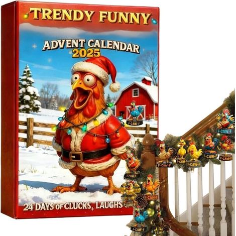 Décorations de calendrier de l'Avent de Noël Poussins réutilisables en 2D pour 24 jours Pour sapins, fenêtres, murs, portes et pour les amoureux des animaux (1/5)