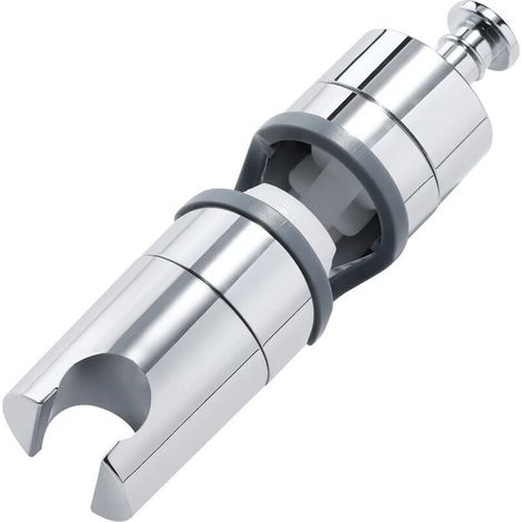Verstellbarer Brausehalter 18–25 mm, Chrom-Brausehalter für Duschkopf mit seitlichem Knopf und extra Gummipolster, Silber (1/4)