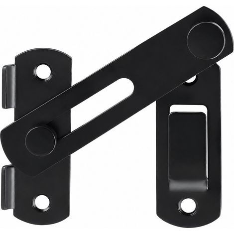 Loquet de portail noir, pêne dormant en acier inoxydable, verrou coulissant pour portails en bois, jardin (1/5)