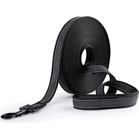 Longe pour Chien Petits à Grands et Moyens avec Caoutchoucs Antidérapants et Bandes Réfléchissantes, 5m 10m 15m 20m Laisse de Longue Dressage en Nylon Douce et Résistante, 10m x 2,5cm (1/5)