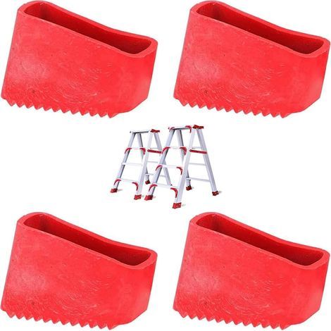 4 pièces - Couvre-pieds d'échelle - couvre-pieds d'échelle polyvalents pour escaliers revêtements en caoutchouc antidérapants - Rouge (1/5)