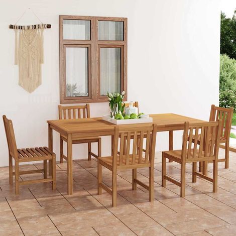 Ensemble à manger de jardin 7 pcs-Salon de jardin Bois de teck solide 615353 (1/5)