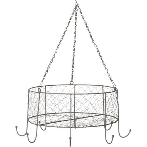 Metall Hängekorb grau 35 cm - 8 Haken - Deko Draht Korb Hänge Decken Regal Küche