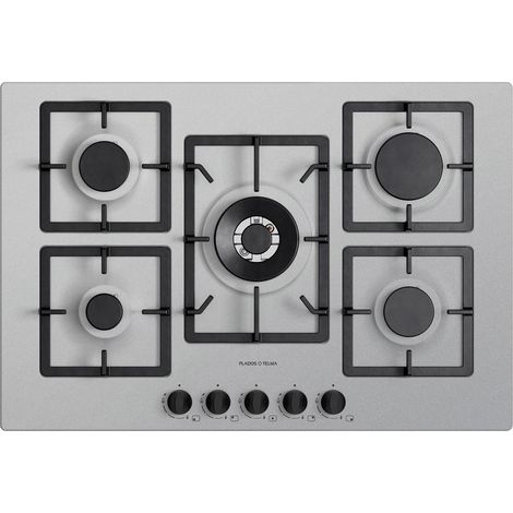 Piano cottura a gas Plados cucina FLAT75 5 fuochi da 75cm - Alluminio