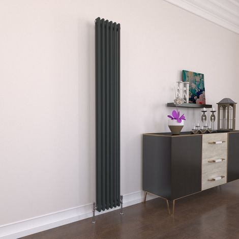 T&K Vertical Radiator Traditional 2 Column Designer 1800x290mm Anthracite Modern Cast Iron Style Central Heating Rads (1/5)