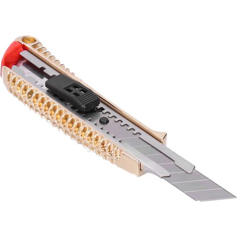 Couteau de sécurité robuste pour carton, lame rétractable 18 mm dorée