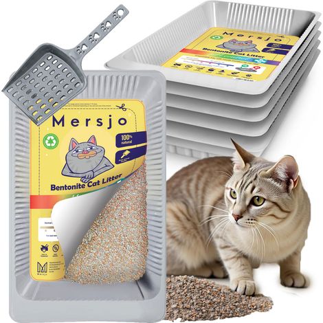 5 areneros desechables de bentonita con control de pH, bandeja de 5x2,7 l + 5 palas.
