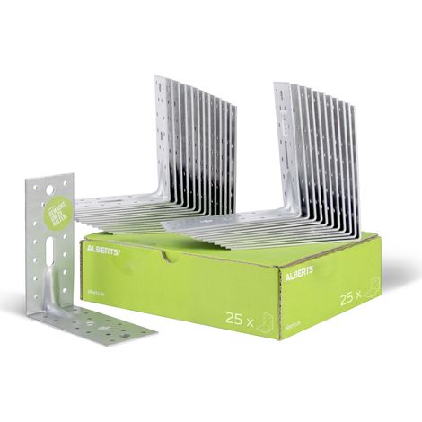 Équerre d'assemblage renforcée galvanisée Sendzimir 150 x 150 x 65 mm – Set de 25 pièces – Pour acier et béton armé – Alberts