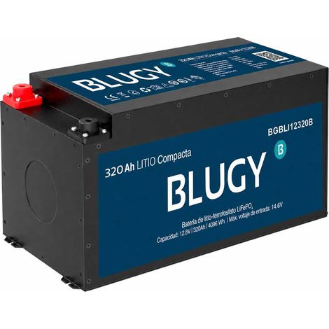 Batterie LiFePO4 BLUGY 12,8 V 320 Ah avec 4 096 Wh d’énergie, décharge continue de 200 A, plus de 4 000 cycles à 80 % DOD et connectivité Bluetooth pour applications marines, camping-cars et systèmes (1/4)