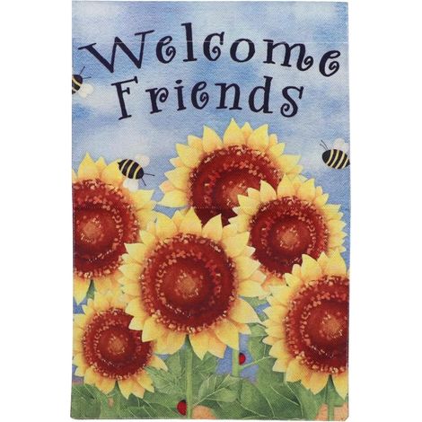 Gartenflagge mit Sonnenblumenmotiv aus Flachs Doppelseitig