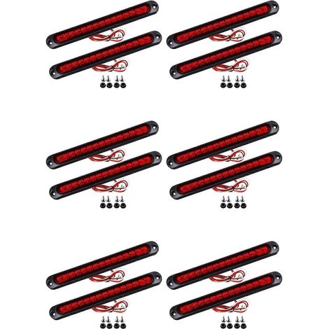 12 Stück 10 Zoll 15 LED Anhängerbeleuchtung LED Brems-, Blink- und Rücklichtleiste für schwere Boote und LKWs Rot()