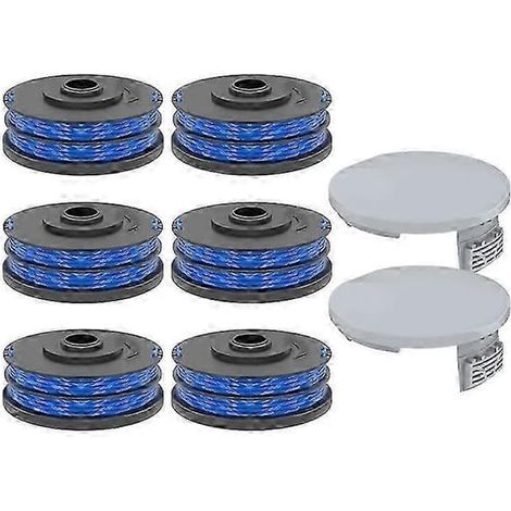 BelleRise - Convient aux modèles Ryobi RAC123 (6 bobines + 2 capuchons RAC122), bobines avec têtes pour herbe (bleues), 1 jeu (1/5)