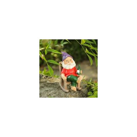 Nain de Jardin Exterieur Décoration de Jardin avec Statue de Jardin en Résine Nain De Jardin Humour Rigolo pour Maison Jardin Exterieur Enfants Garons Filles (Fauteuil à Bascule, 15 x (1/5)