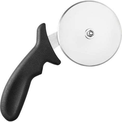 Coupe-pizza professionnel en acier inoxydable, manche en plastique noir – (1/5)